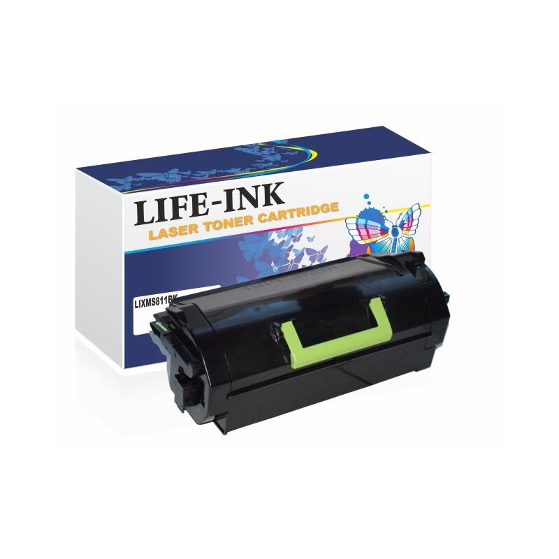 Life-Ink Toner ersetzt 522X, 520XA fr Lexmark Drucker schwarz 45.000 Seiten