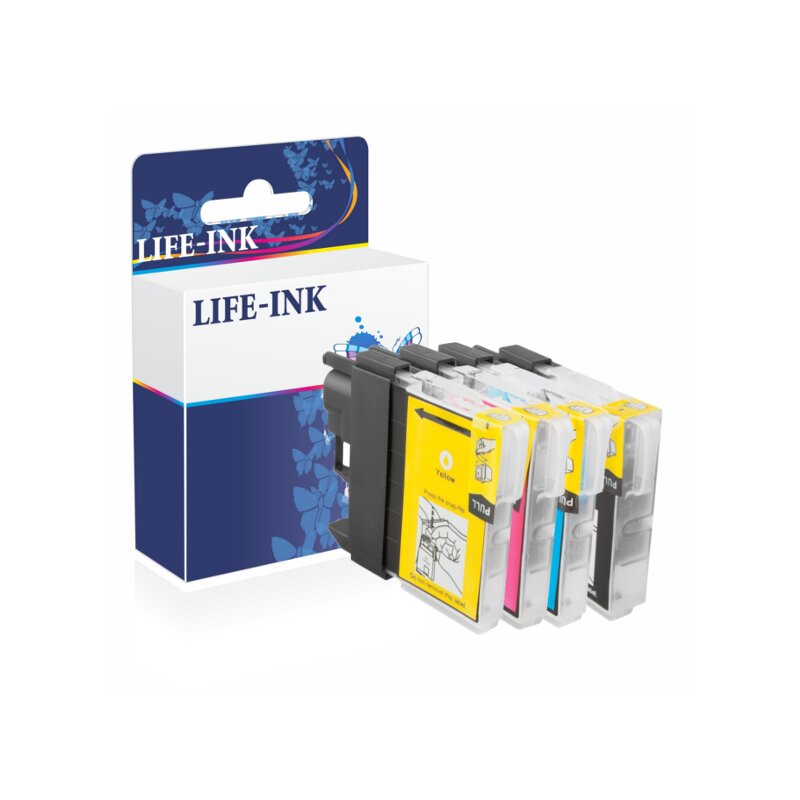 Life-Ink Multipack ersetzt LC-985 fr Brother Drucker 4 XL Druckerpatronen