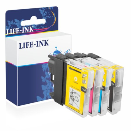 Life-Ink Multipack ersetzt LC-985 fr Brother Drucker 4 XL Druckerpatronen