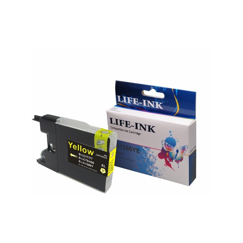 Life-Ink Druckerpatrone ersetzt LC-1280Y, LC-1240Y, LC-1220Y für Brother Drucker yellow XL
