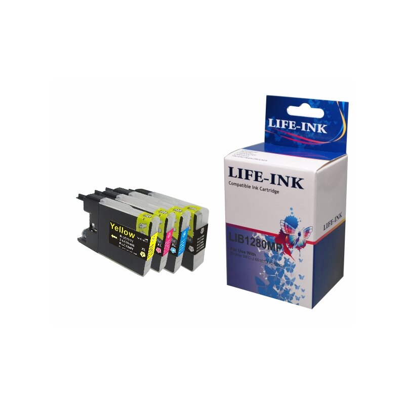 Life-Ink Multipack ersetzt LC-1280 fr Brother Drucker 4 XL Druckerpatronen