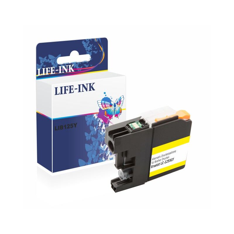 Life-Ink Druckerpatrone ersetzt LC-125Y, LC-125XLY für Brother Drucker gelb XL